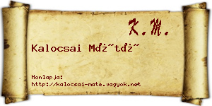 Kalocsai Máté névjegykártya